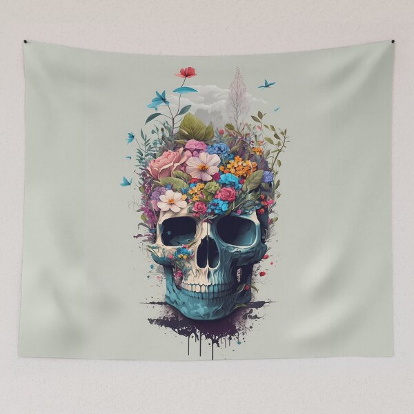 Item preview, Surreal Floral Skull Art designed and sold by ZickDezine.