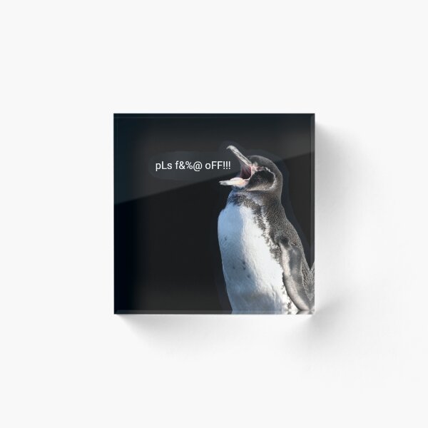 Item preview, Galapagos Penguin pls f&%@ off (black background) designed and sold by SBPenguins.
