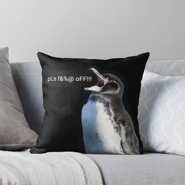 Item preview, Galapagos Penguin pls f&%@ off (black background)  designed and sold by SBPenguins.