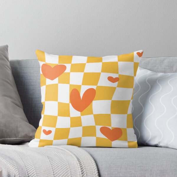 Aperçu de l'œuvre Motif à carreaux coeurs orange créée et vendue par Patternawy.
