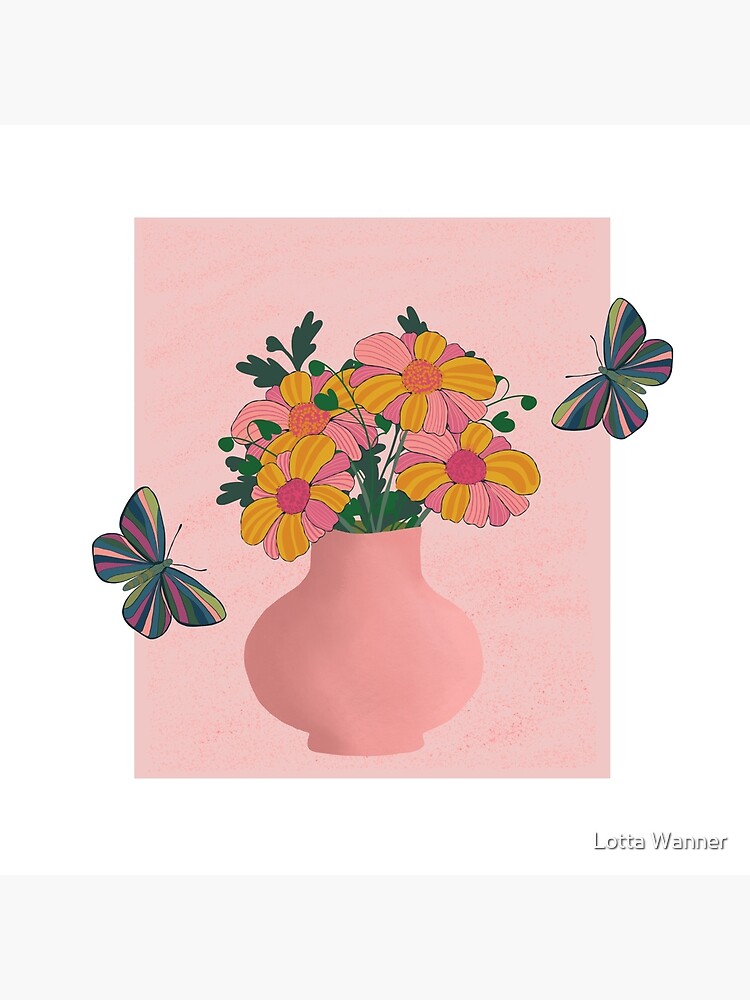 Thumbnail 2 of 2, Art Board Print, Two Butterflies looking for Flowers designed and sold by Lotta Wanner.