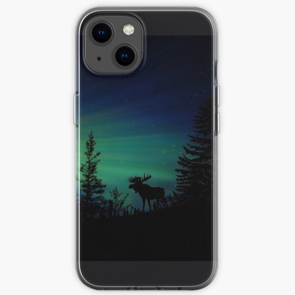 A Moose and the Northern Lights iPhone Soft Case