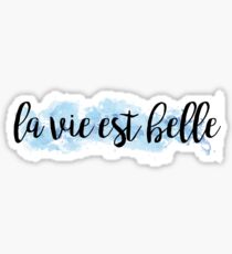 la vie est belle blue watercolor Sticker