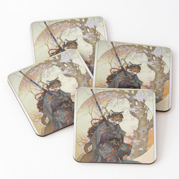 Item preview, Vintage Art Nouveau Traditional Japanese Kitsune Samurai designed and sold by entwithanaxe.