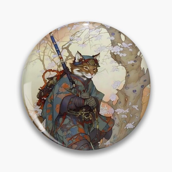 Item preview, Vintage Art Nouveau Traditional Japanese Kitsune Samurai designed and sold by entwithanaxe.