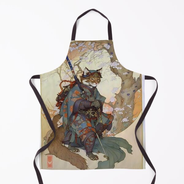 Item preview, Vintage Art Nouveau Traditional Japanese Kitsune Samurai designed and sold by entwithanaxe.