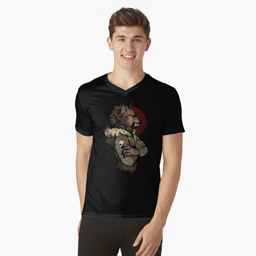 Item preview, V-Neck T-Shirt designed and sold by WOLFSKULLJACK.