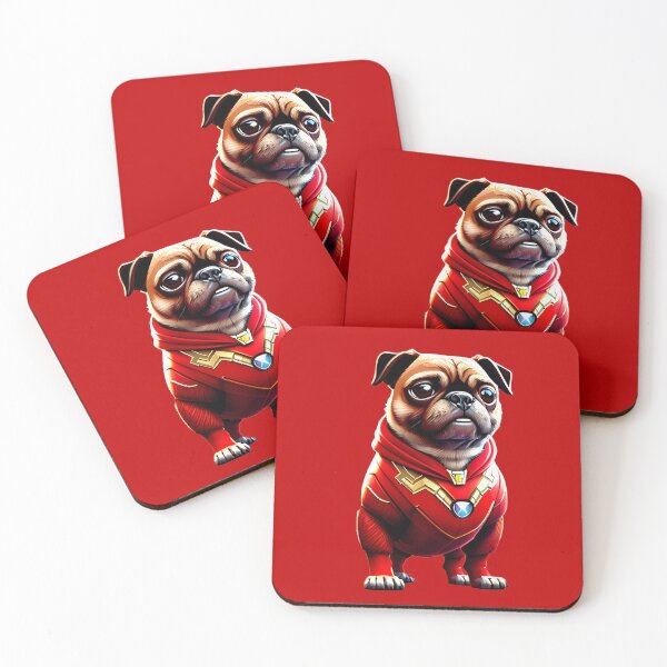 Item preview, Cute Pug in Red Iron Suit with Arc Reactor designed and sold by Pawsitive Palette.
