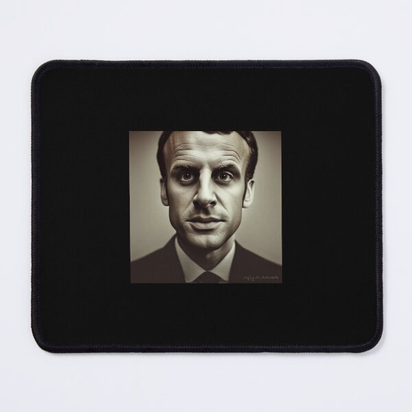 Item preview, Emmanuel Macron French Leader (black and white portrait) designed and sold by UglyAIArtwork.