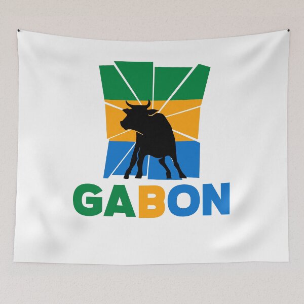 Artikelvorschau, Gabonese Gabon Gabonese Flag Ox Animal Silhouette entworfen und verkauft von ShopTheStyle.