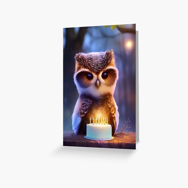 Item preview, Owl with birthday cake designed and sold by akwl-design.