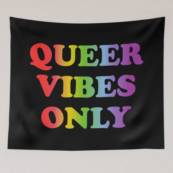 Item preview,  LGBT rights slogan - Queer Vibes Only rainbow colors designed and sold by Inspirationmotivation.