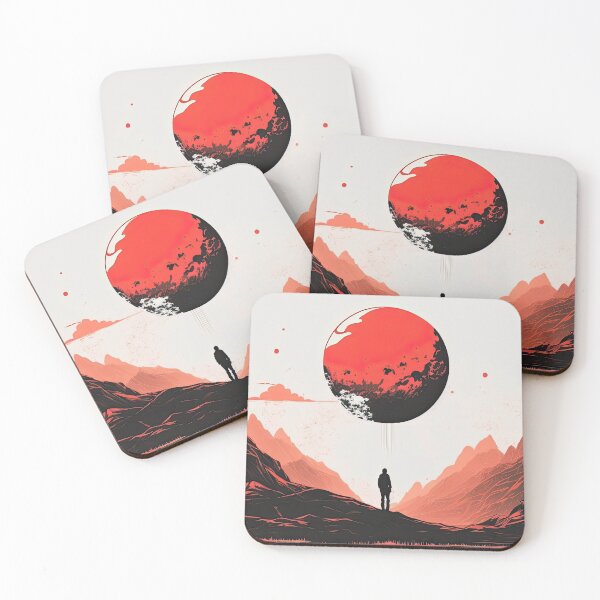 Item preview, Hombre en las montañas frente al sol rojo por IA generativa designed and sold by aicanfeel.