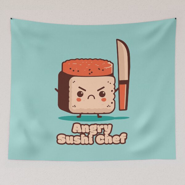Item preview, Angry Sushi Chef - Angry Sushi with a knife  designed and sold by RoboRaphael.