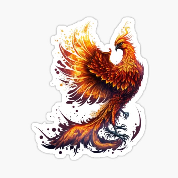Phoenix Rising From Ashes, Fire & Phoenix Wings, Resurrection and New Beginnings Sticker