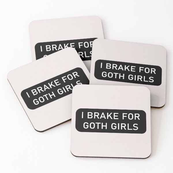 Item preview, Funny "I Brake For Goth Girls" window decal BUMPER STICKER gothic vampire, emo, creepy, chick, Halloween, witch, sign, new designed and sold by SkiMountain.