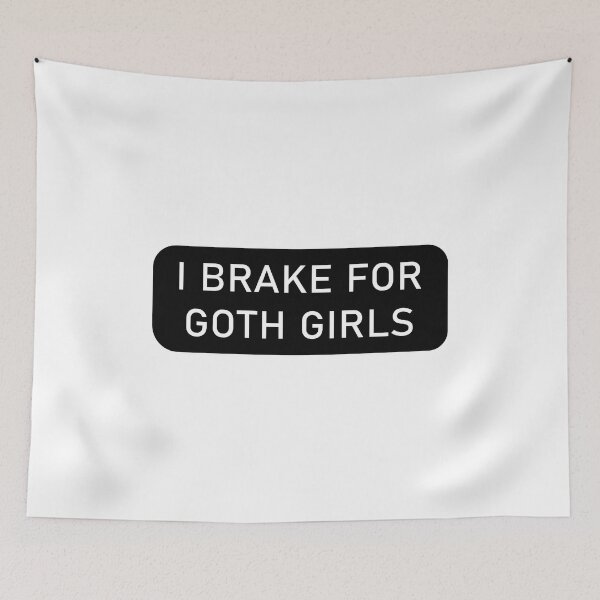 Item preview, Funny "I Brake For Goth Girls" window decal BUMPER STICKER gothic vampire, emo, creepy, chick, Halloween, witch, sign, new designed and sold by SkiMountain.