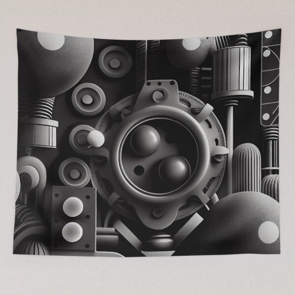 Item preview, Monochromatic Happy Dramatic Industrial Pattern Digital Painting designed and sold by CodeAndColors.