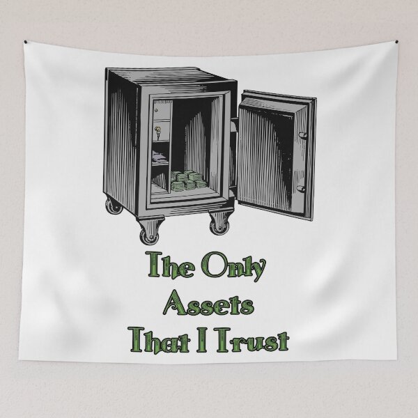 Item preview, 'The Only Assets That I Trust' Crypto Vault - Funny Cold Wallet Design designed and sold by Ridiculam Toga.