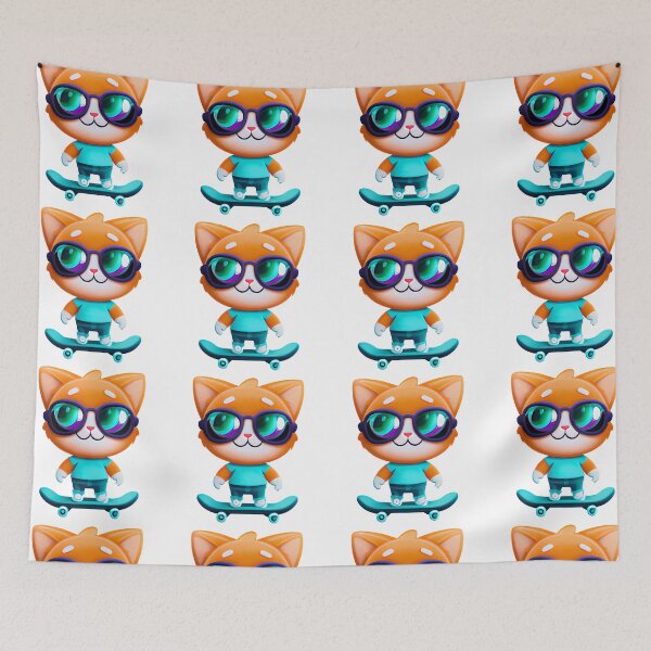 Item preview, Cute cat playing with skate board designed and sold by Artvengers-nl.