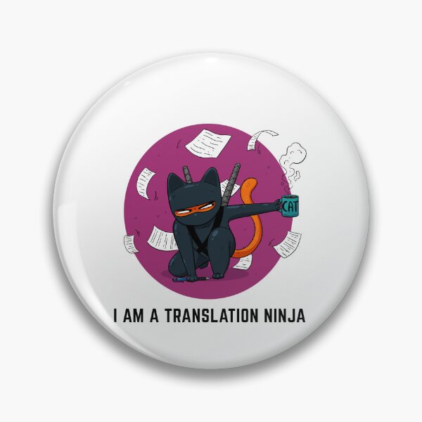 Item preview, Pink Ninija cat with a cup of coffee "I am a translation ninja" designed and sold by marcinkucharski.