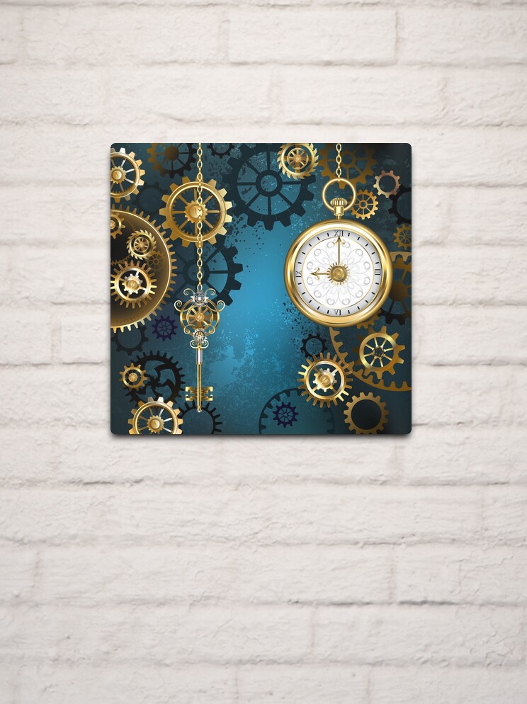 Steampunk background with gears Wall Clock by blackmoon9