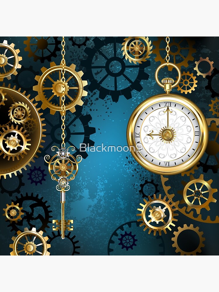 Steampunk background with gears Wall Clock by blackmoon9