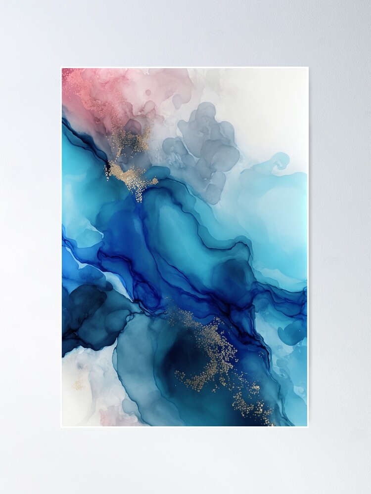 Blue and Blush Beauty - Abstract Alcohol Ink Art Poster for Sale by  inkvestor