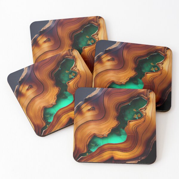 Item preview, Amber wood slab with green epoxy pattern designed and sold by AppleElf.