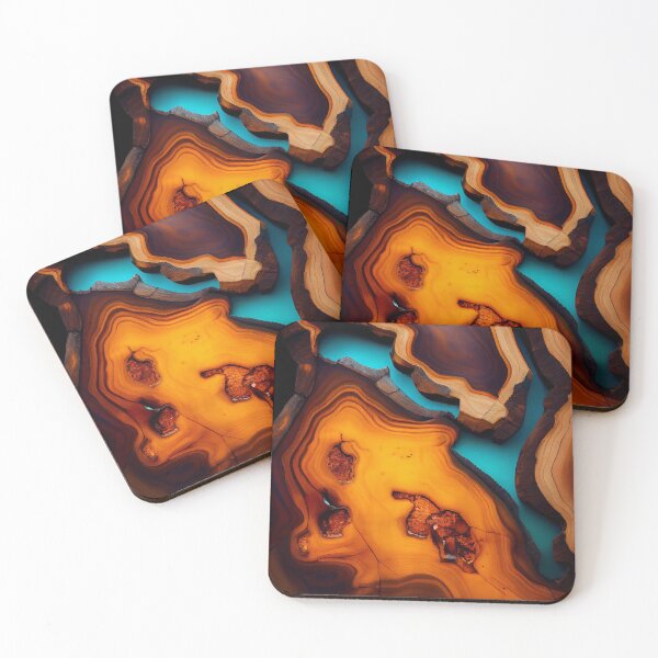 Item preview, Amber wood slab with blue epoxy pattern designed and sold by AppleElf.