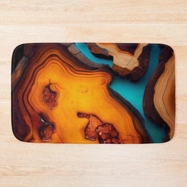 Item preview, Amber wood slab with blue epoxy pattern designed and sold by AppleElf.