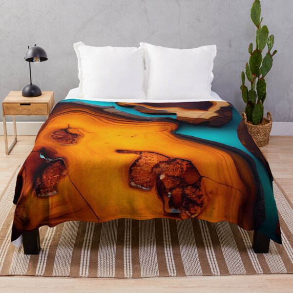 Item preview, Amber wood slab with blue epoxy pattern designed and sold by AppleElf.