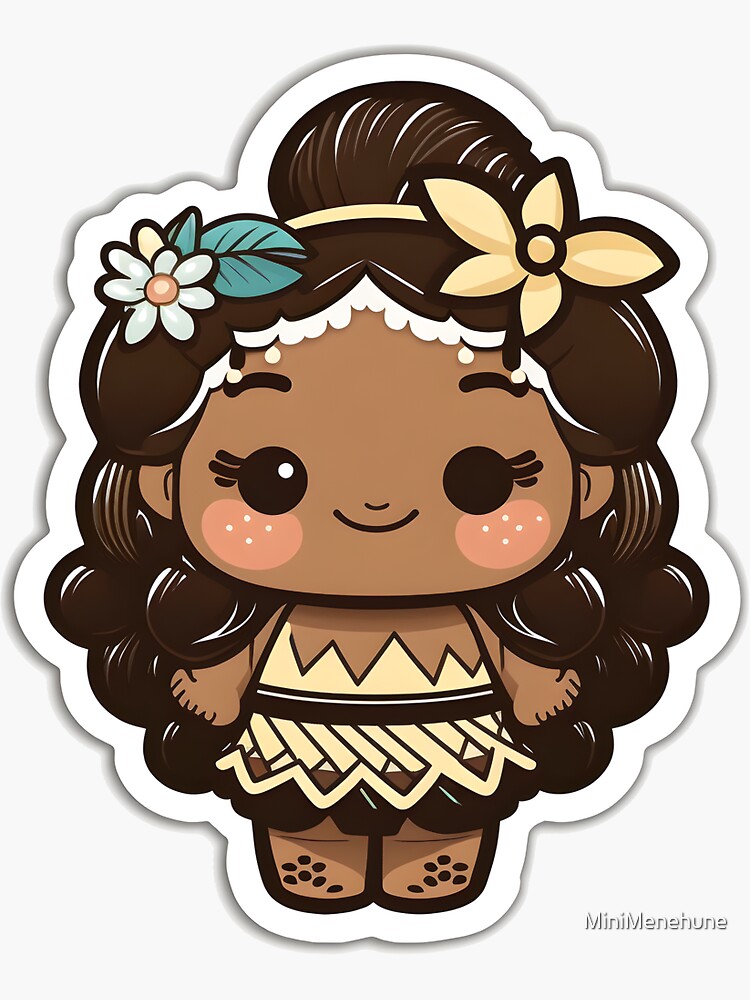 Moanalua the Menehune Island Princess - Kawaii Emoji Sticker Art