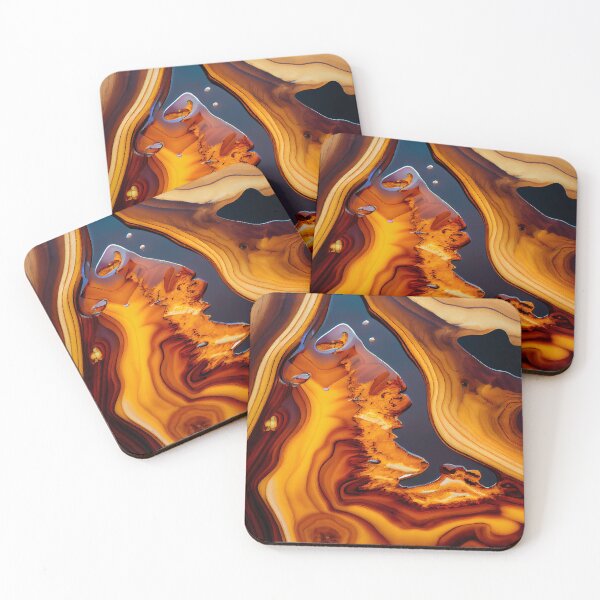 Item preview, Amber wood slab with gray epoxy pattern designed and sold by AppleElf.