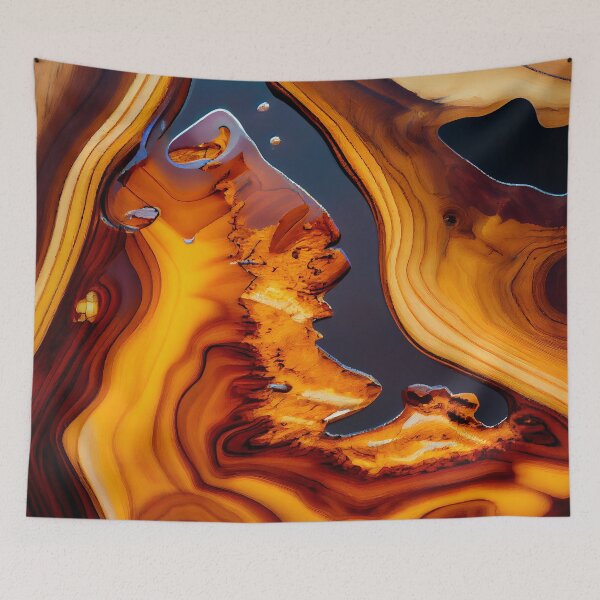 Item preview, Amber wood slab with gray epoxy pattern designed and sold by AppleElf.