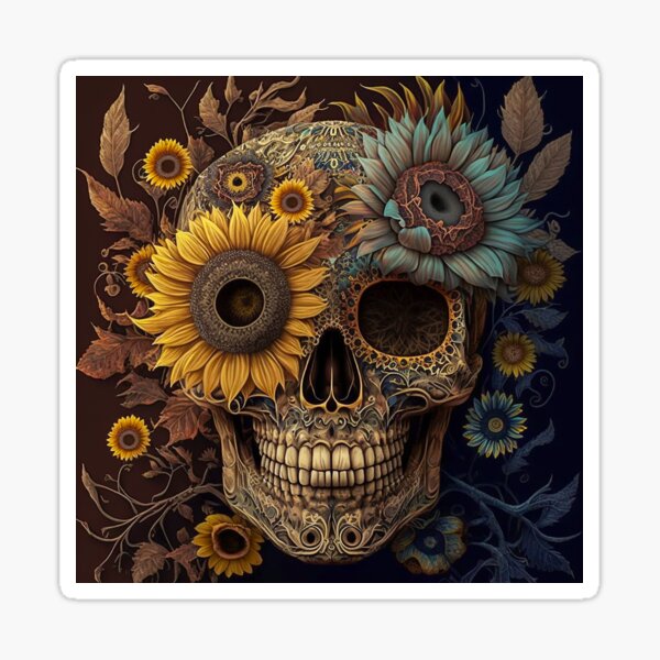 Item preview, Sunflower Sugar Skull designed and sold by Sea Monster Lab.