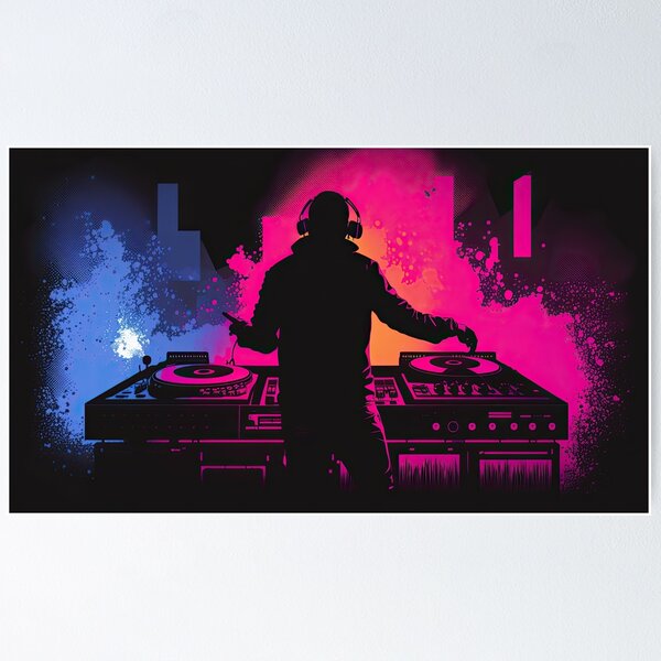 Item preview, DJ in a concert, neon design by generative AI designed and sold by aicanfeel.