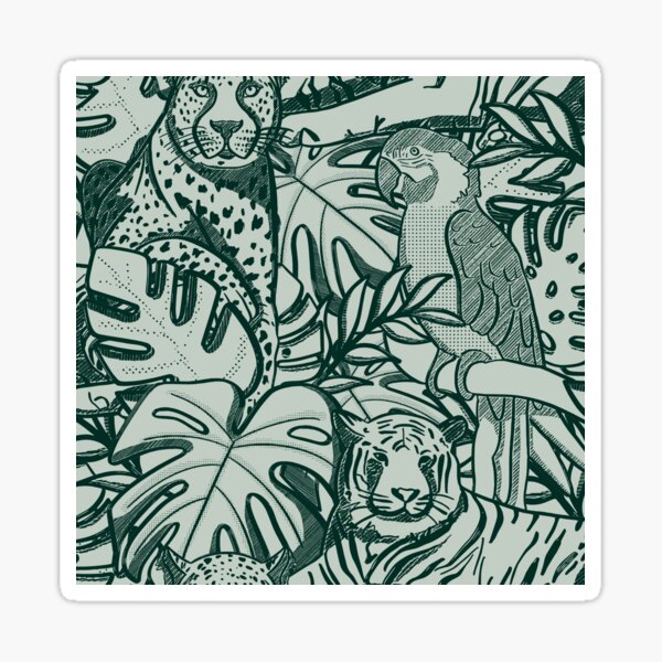 Item preview, Tropical jungle - tonal green repeating pattern designed and sold by LucyFaulke.