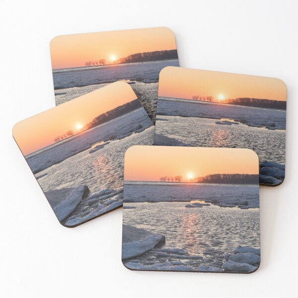 Item preview, Broken Ice and Ripples - Lake Erie Sunset at Welland Canal designed and sold by Georgia Mizuleva.
