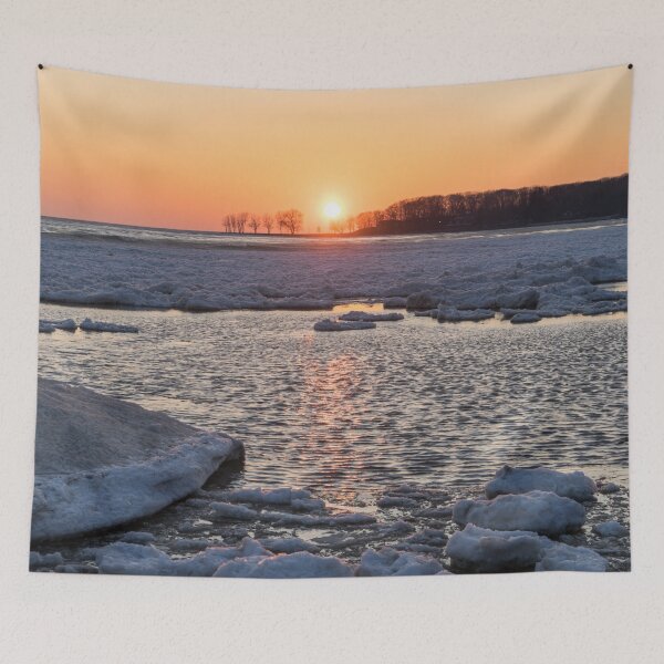 Item preview, Broken Ice and Ripples - Lake Erie Sunset at Welland Canal designed and sold by Georgia Mizuleva.