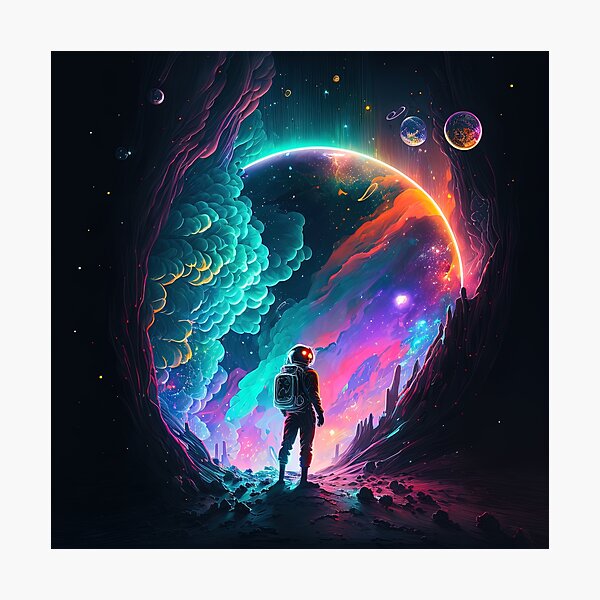 Item preview, Cosmic astronaut watching over a planet designed and sold by artyficial-.