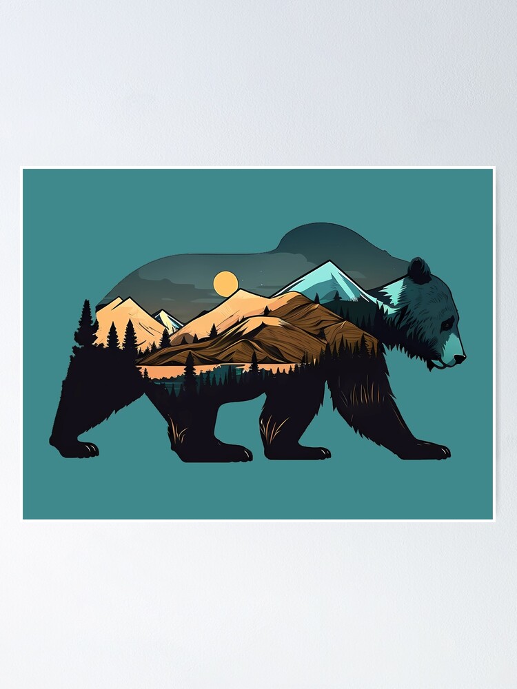 Grizzly Bear with Sunglasses Poster for Sale by Digital Art Works Hub