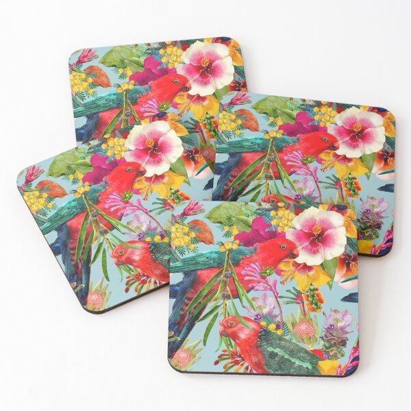 Item preview, King Parrot Tropical Blooms Pattern designed and sold by Sketchbook Designs.