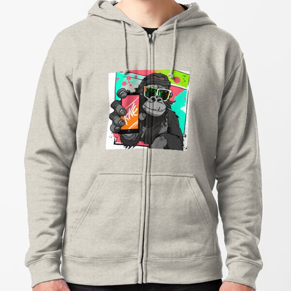 Gorilla Print Varsity Zip Hoodie - Apparel for Men - Gorilla Gifts - Black  Gray Heather, S at  Men's Clothing store