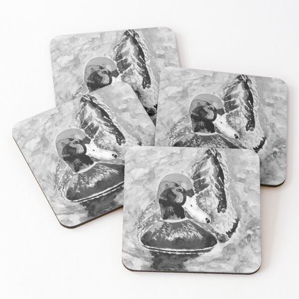 Item preview, Mallard Duck in watercolour Black & white art print designed and sold by BirdsNatureArt.