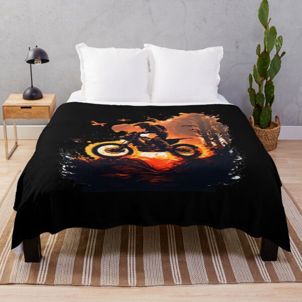 Item preview, Adventure motorcycle with rider driving through flames illustration designed and sold by togetherShirts.