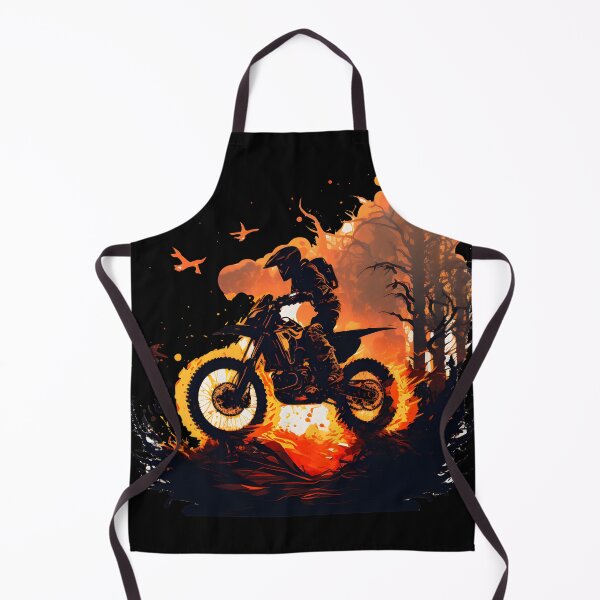 Item preview, Adventure motorcycle with rider driving through flames illustration designed and sold by togetherShirts.