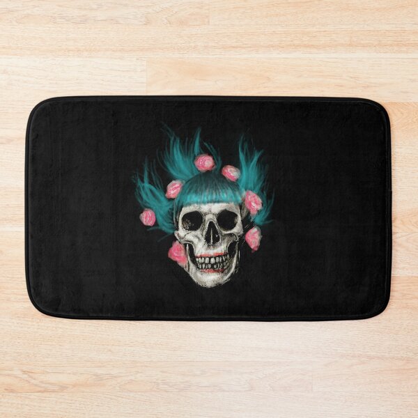 Item preview, Skull with Blue Hair and Roses designed and sold by CrazyPopSkull.