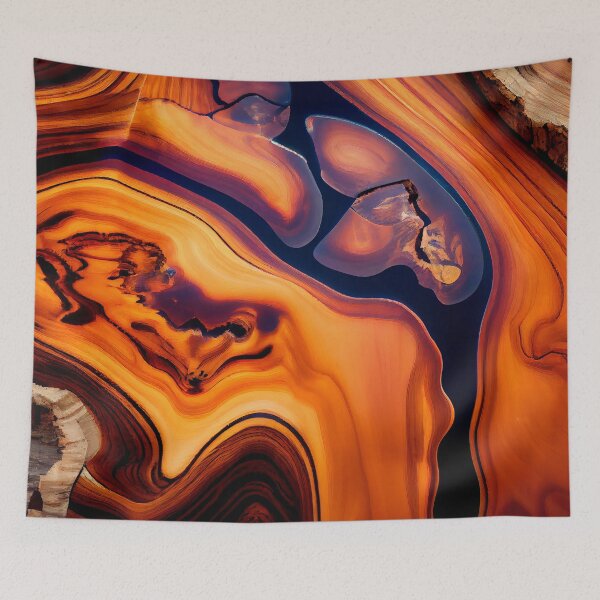 Item preview, Amber wood slab with violet epoxy pattern designed and sold by AppleElf.