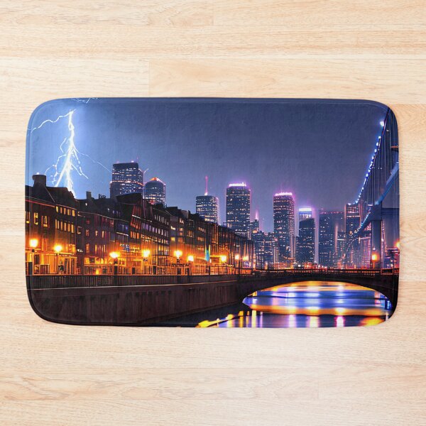 Item preview, A Serene Dusk at the City River: Benches and Streetlights designed and sold by D3monic.